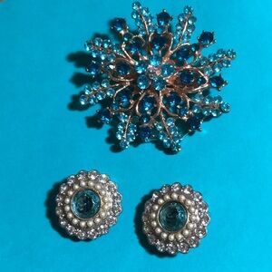 Vintage refurbished brooch and clip earrings